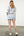 Short Sleeve Ribbon Knit Top -Cream/Blue
