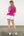 Knitted Puff Sleeve Top- Magenta/Aqua