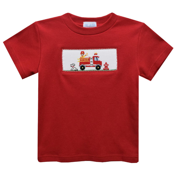 Firetruck Smocked Tee- Red