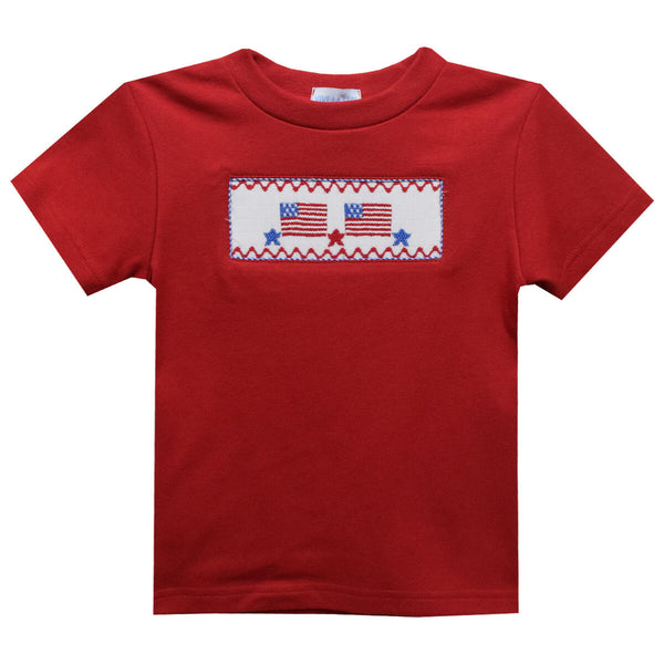 4th of July Smocked Tee- Red