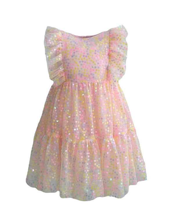 Sequin Daisy Ruffle Tulle Dress