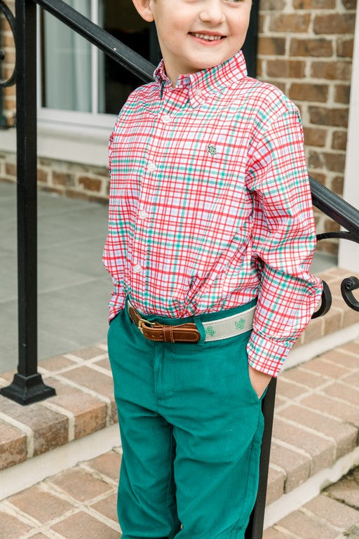 Performance Roscoe Button Down Shirt- Jingle Plaid