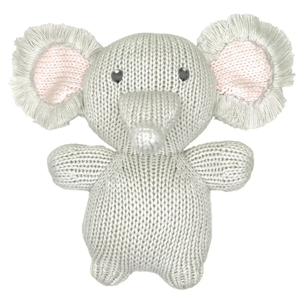 Elephant Zubaby Knit Rattle - Pink 5" Rattle
