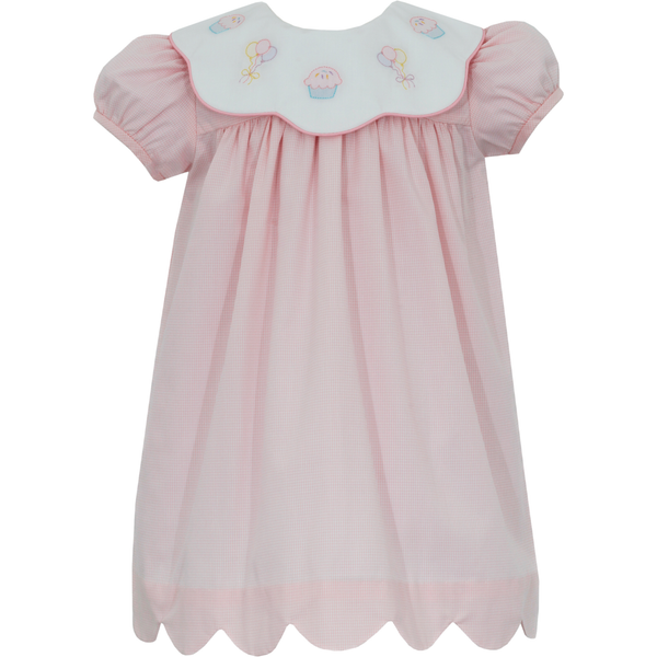 Scalloped Birthday Dress- Pink Mini Gingham