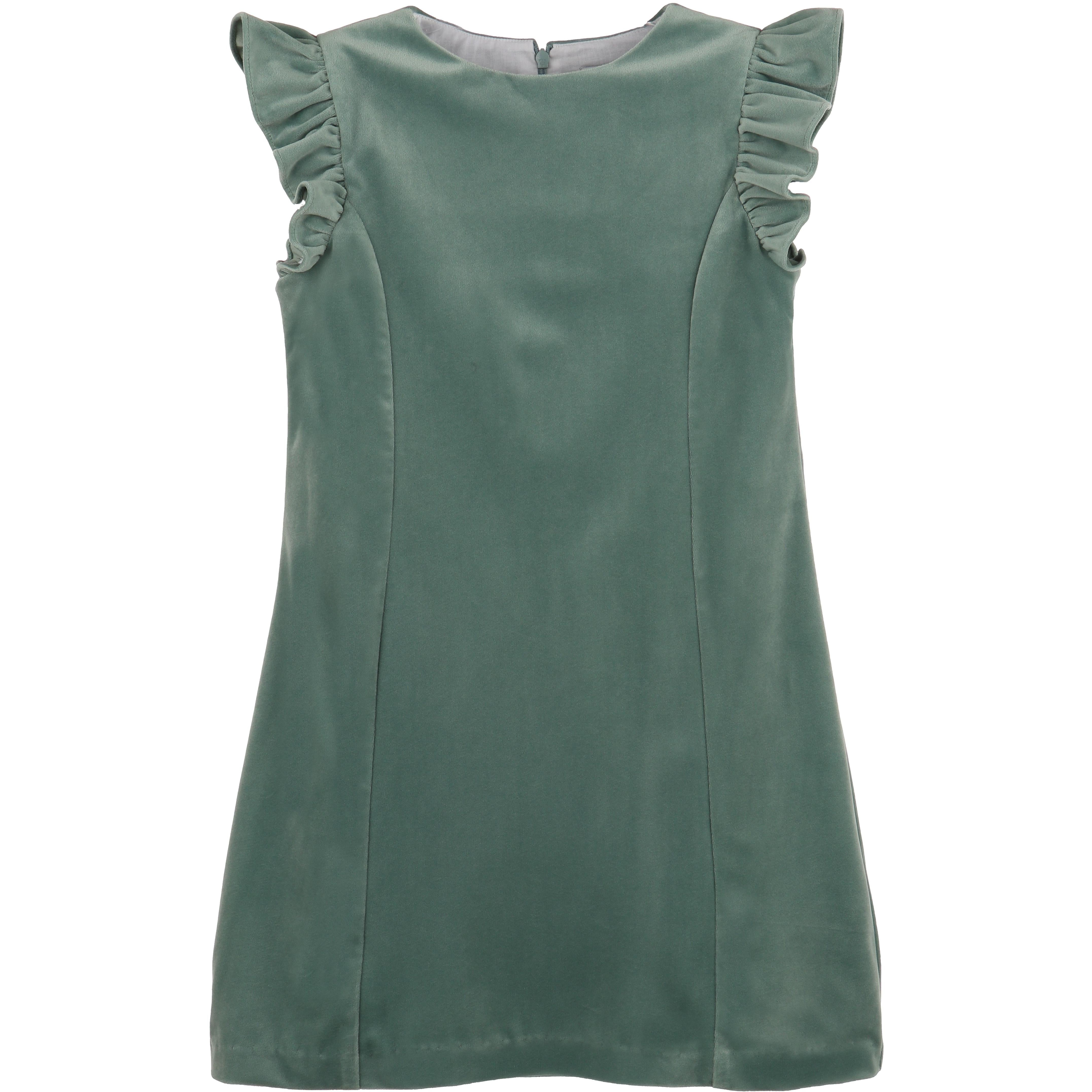 Luli & Me Maria Casero Girls Deluxe Velvet Shift Dress - Aqua Sage Green 12 Luli & Me Maria Casero Girls Deluxe Velvet Shift Dress - Aqua Sage Green 12