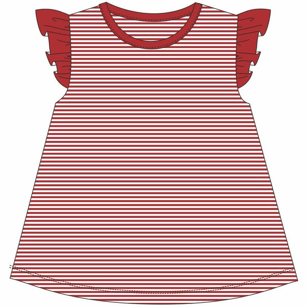 Olivia Flutter Top- Red Stripe