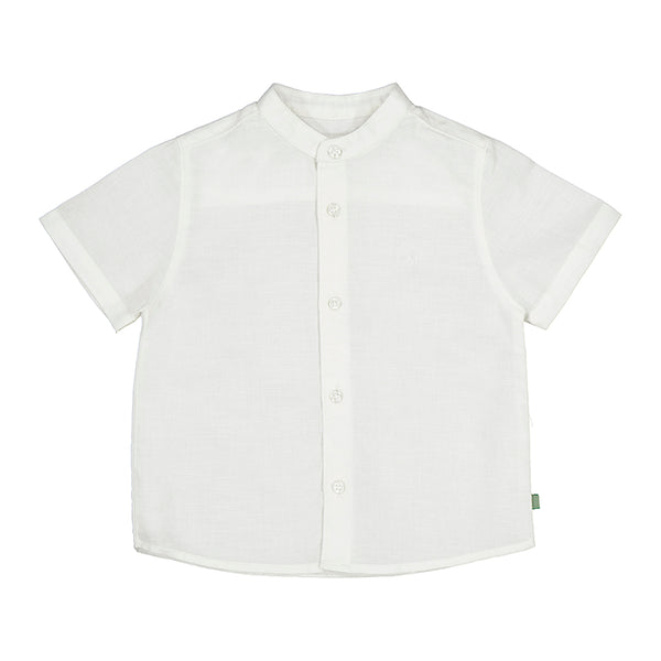 Linen Mao Collar Shirt- White