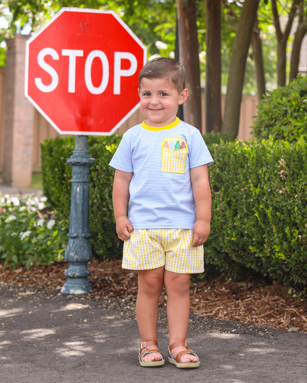Crayon Pocket Applique Short Set