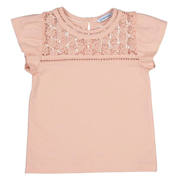 Crochet Flowers Shirt- Blush