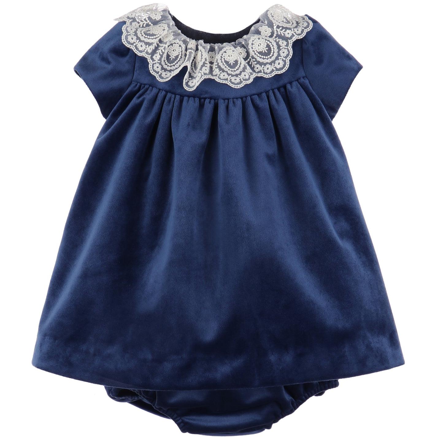 Navy Deluxe Velvet Float Dress 6 Months