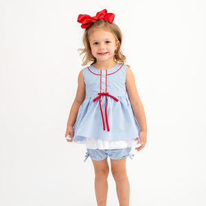 America's Pastime Sky Blue Tunic Top with Bloomer Shortie