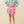 Crochet Trimmed Smocked Layered Skirt- Pink