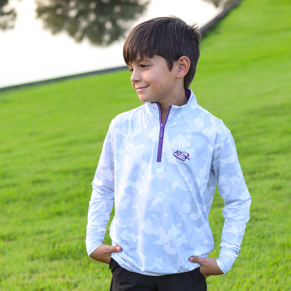 Grey & Purple Bamboo Charcoal Camo 1/4 Zip Pullover
