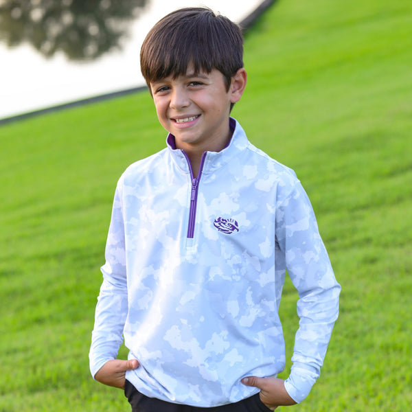 Grey & Purple Bamboo Charcoal Camo 1/4 Zip Pullover
