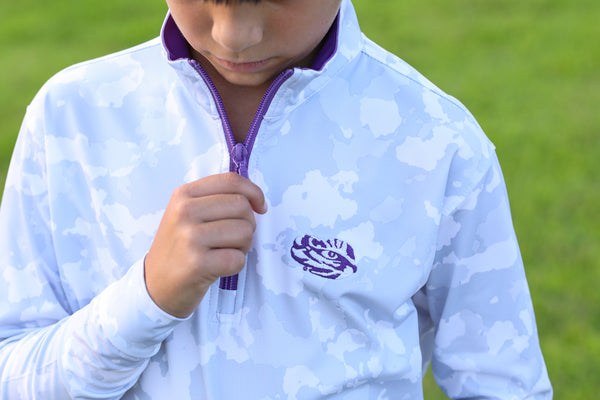 Grey & Purple Bamboo Charcoal Camo 1/4 Zip Pullover