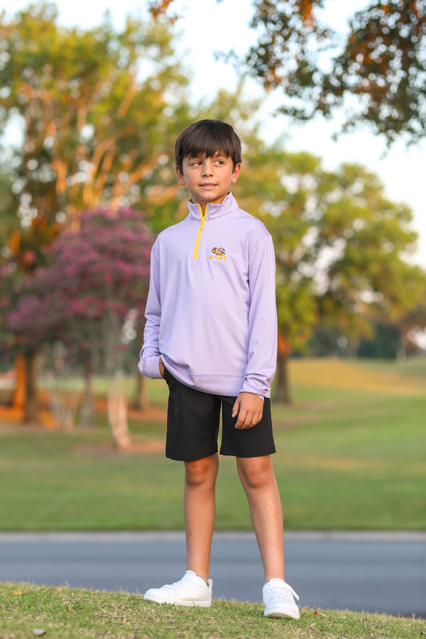 Purple & White Performance 1/4 Zip Pullover