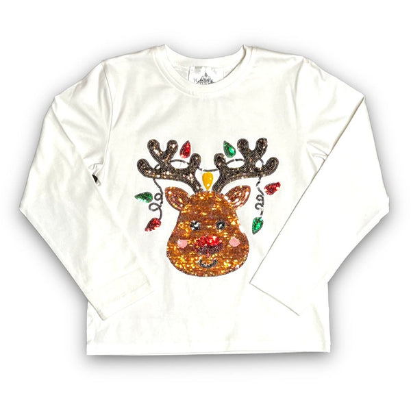 Reindeer Sequin Long Sleeve Shirt