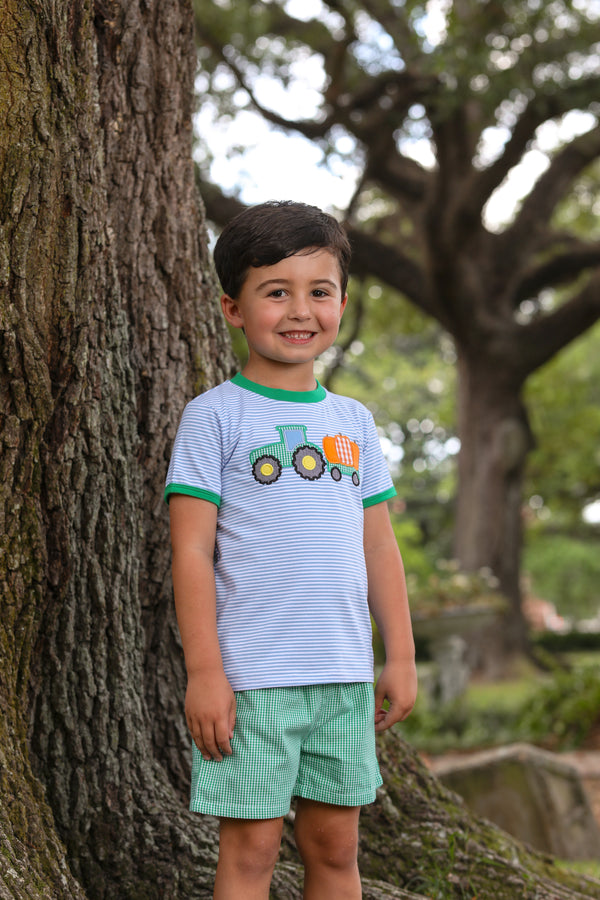 Farm Tractor Pumpkin Applique Shirt