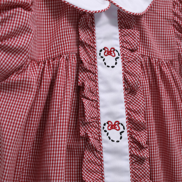 Red Gingham Mouse Embroidered Bloomer Set