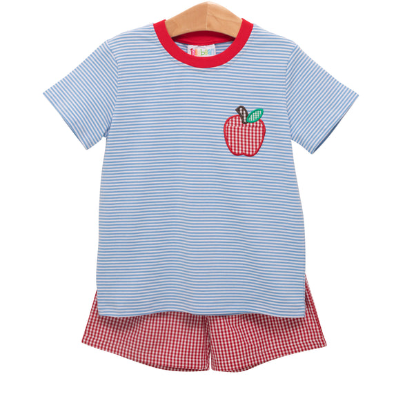 Apple Pocket Applique Short Set