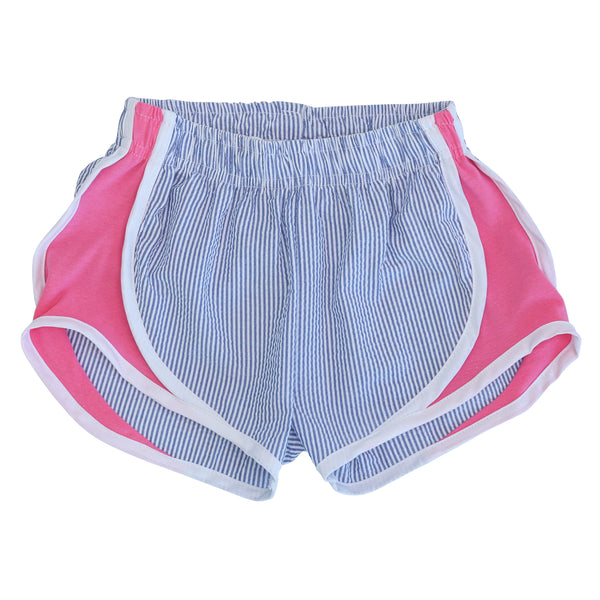 Navy Stripe Shorts (Hot Pink Side)