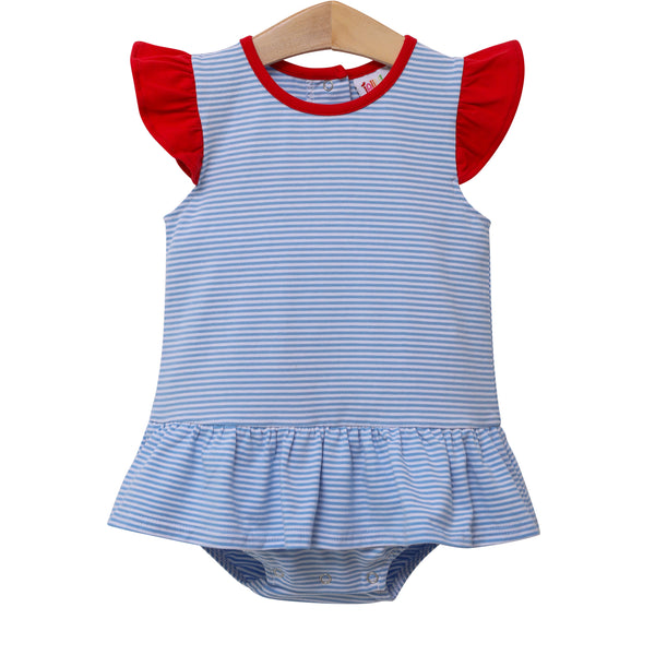 Blue Stripe & Red Skirted Bubble