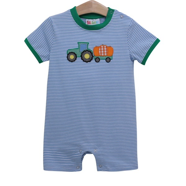 Farm Tractor Pumpkin Applique Romper