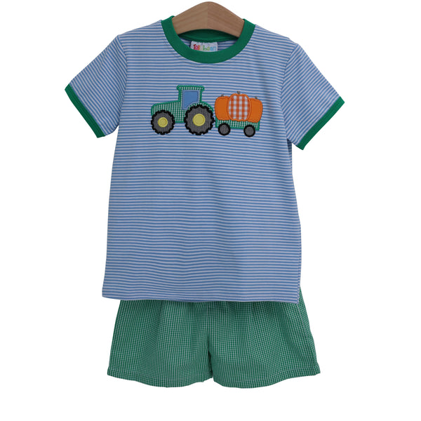 Farm Tractor Pumpkin Applique Shirt