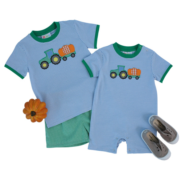 Farm Tractor Pumpkin Applique Shirt