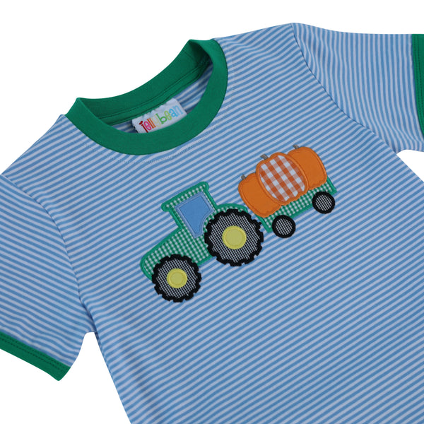 Farm Tractor Pumpkin Applique Shirt