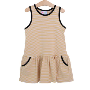 Bow Back Cheer Dress- Gold & Black
