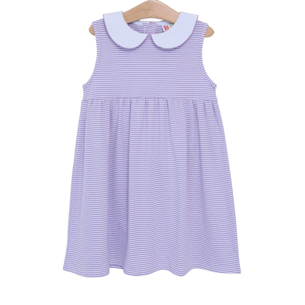 Charlotte Sleeveless Dress- Lavender Stripe