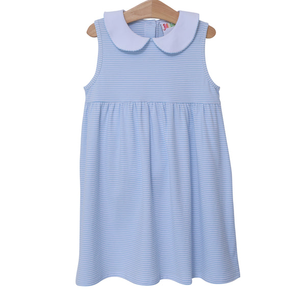 Charlotte Sleeveless Dress- Light Blue Stripe