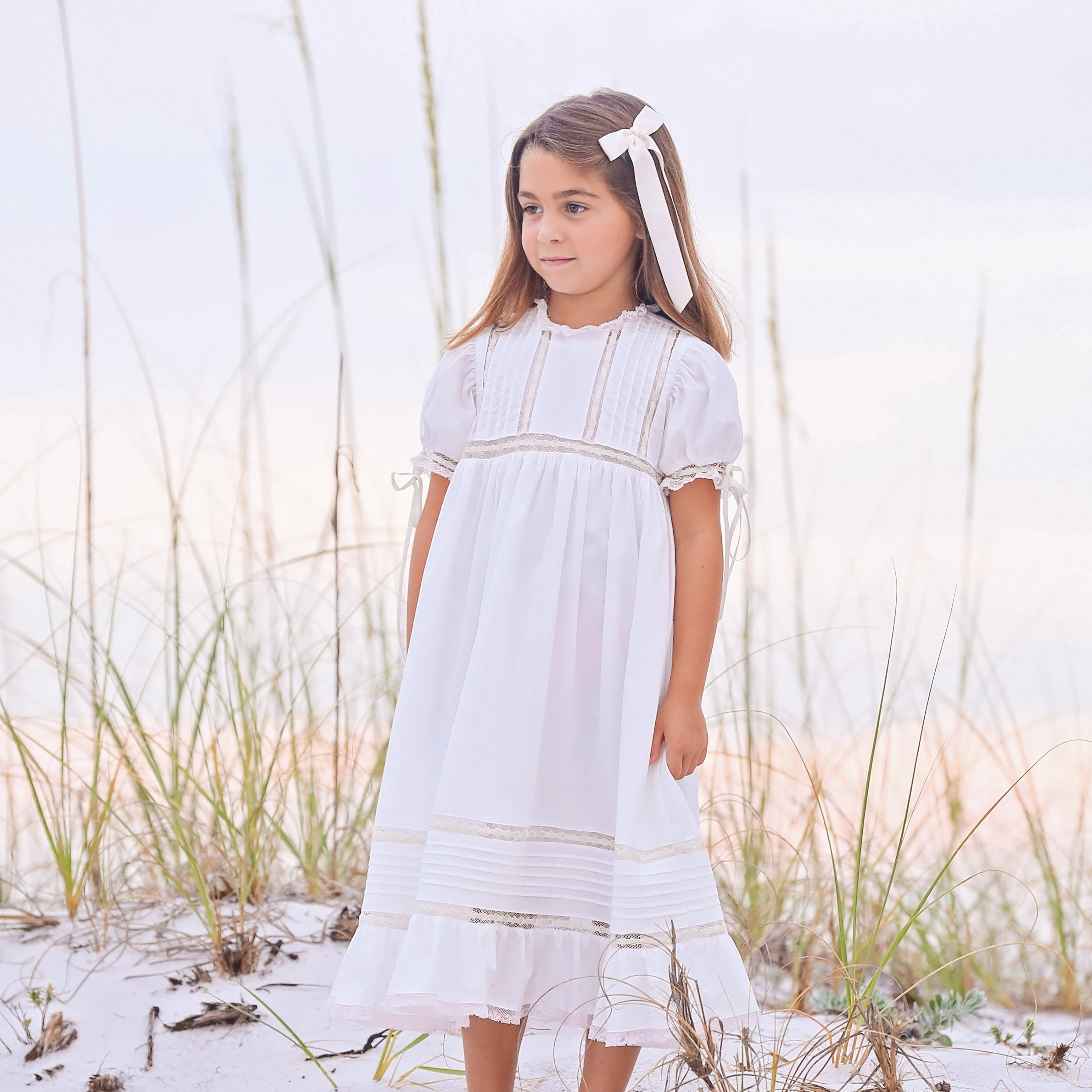 Girls white smock dress hot sale