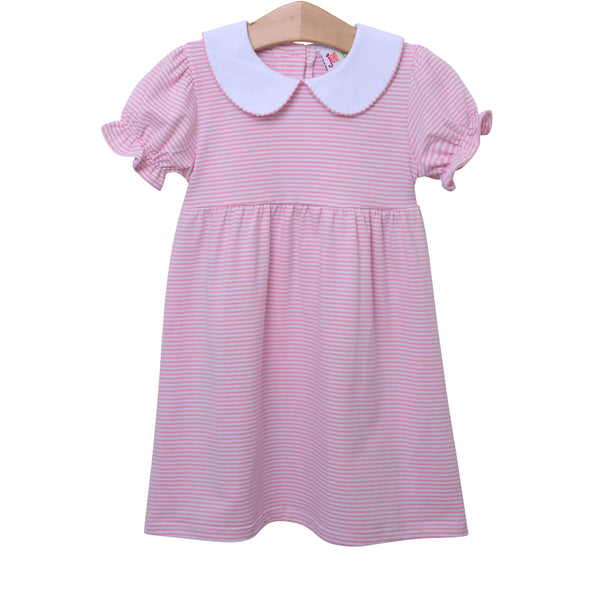 Charlotte Dress- Light Pink Stripe