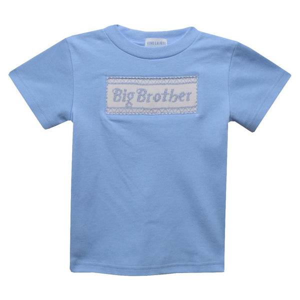 Big Brother Smocked Light Blue Knit Short Sleeve Boys Tee Shirt
