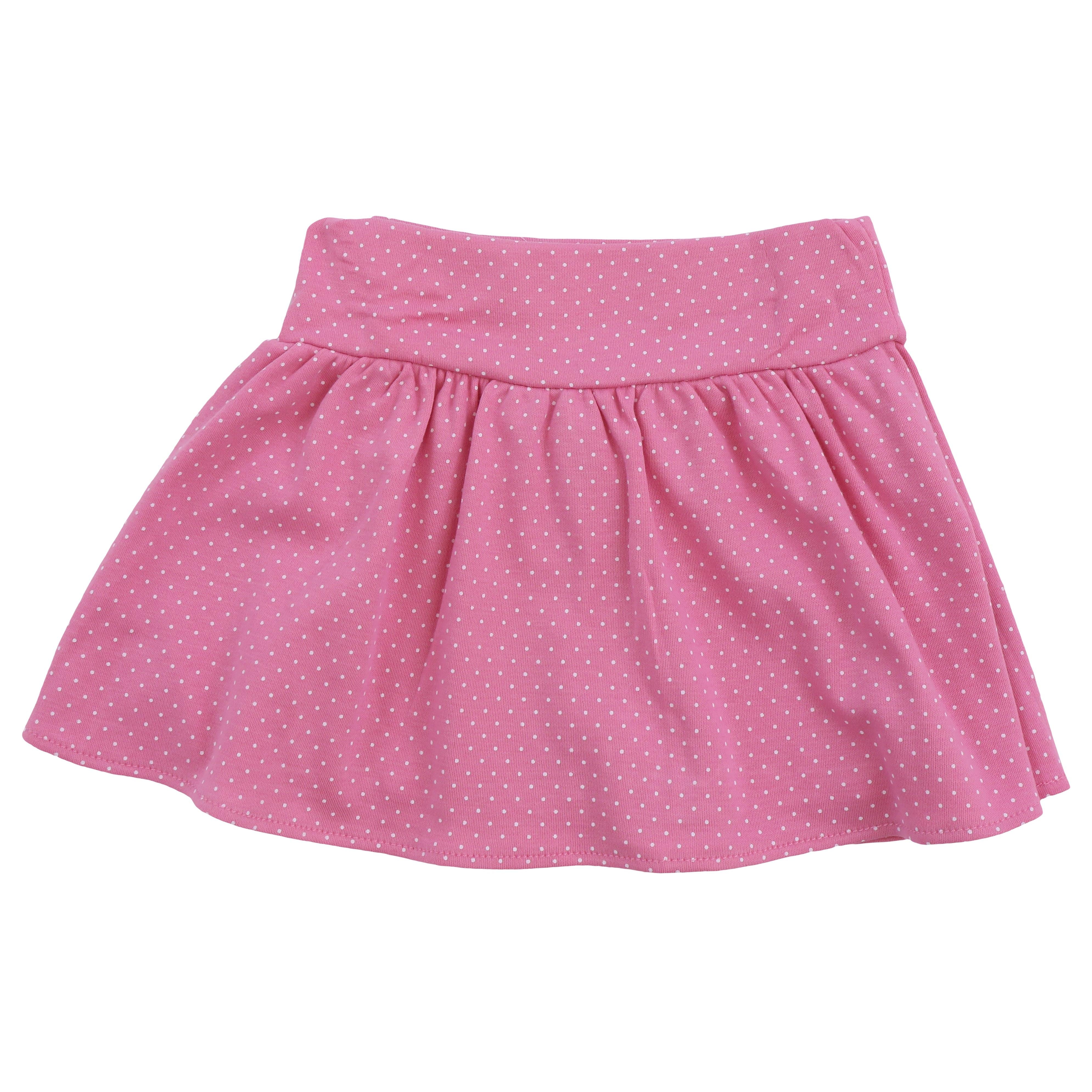 RuffleButts Active Tiered Flare Skort Bubblegum & Vintage Red Polka Dots main image 0