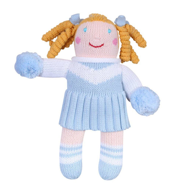 Cheerleader Knit Doll: 12" Plush (Light Blue/White)