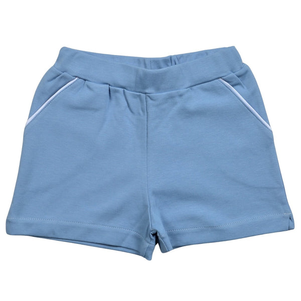 Blue Pima Shorts (Light Blue Piping)