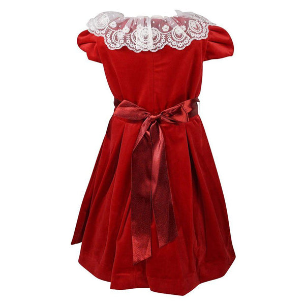 Red Deluxe Velvet Dress With Lace